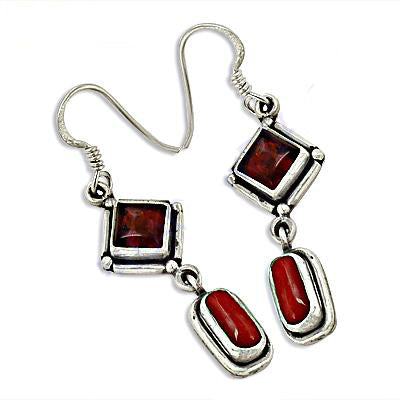 925 Silver Red Coral Drop Earrings for Women | Dangle Jewelry