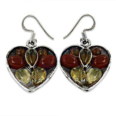 925 Silver Heart Gemstone Earrings | Women's Jewelry Gift