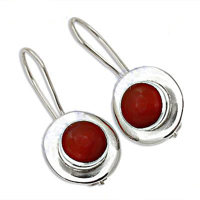 Silver Red Gemstone Drop Earrings for Women | Statement Jewelry