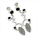 Load image into Gallery viewer, 925 Silver Moonstone &amp; Onyx Dangle Earrings for Women
