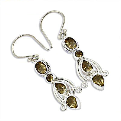 925 Silver Citrine Drop Earrings for Women | Gemstone Jewelry