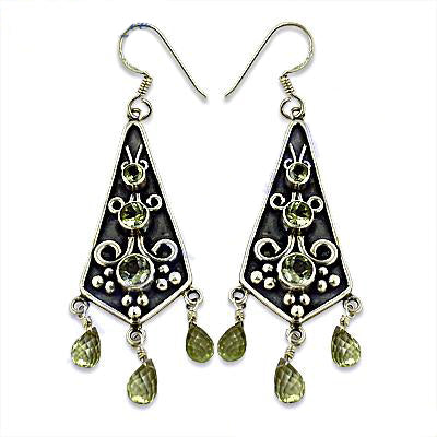 925 Silver Peridot Dangle Earrings for Women | Gemstone Jewelry