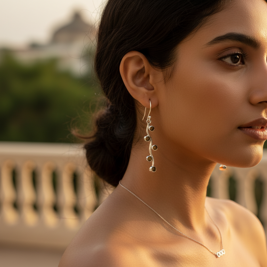 925 Silver Citrine Drop Earrings for Women | Dainty Jewelry