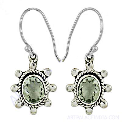 925 Silver Green Amethyst Earrings for Women | Dangle Jewelry