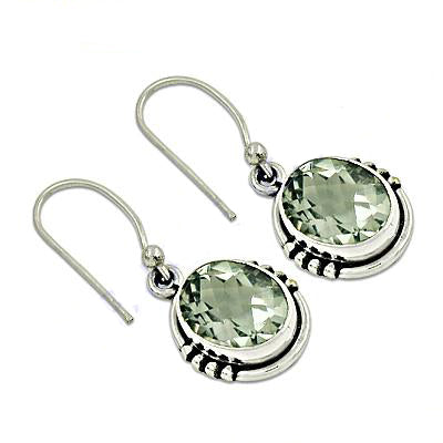 925 Silver Green Amethyst Drop Earrings for Women | Gift