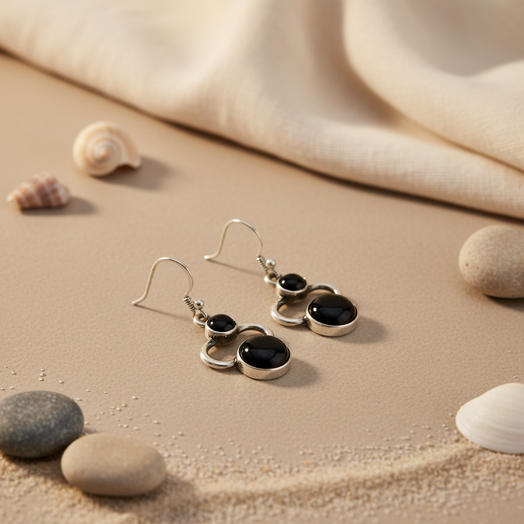 925 Silver Black Onyx Earrings for Women | Daily Wear