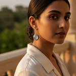 Load image into Gallery viewer, 925 Silver Moonstone Earrings | Oval Stone Dangle Earrings
