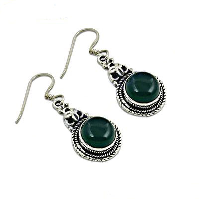 925 Silver Green Onyx Drop Earrings for Women | Gift