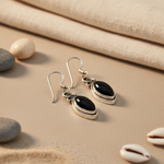 Load image into Gallery viewer, 925 Silver Onyx Earrings for Women | Black Gemstone Jewelry

