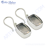 Load image into Gallery viewer, 925 sterling silver dangle earrings featuring rectangular smoky quartz gemstones, ideal for women's fashion and daily wear.
