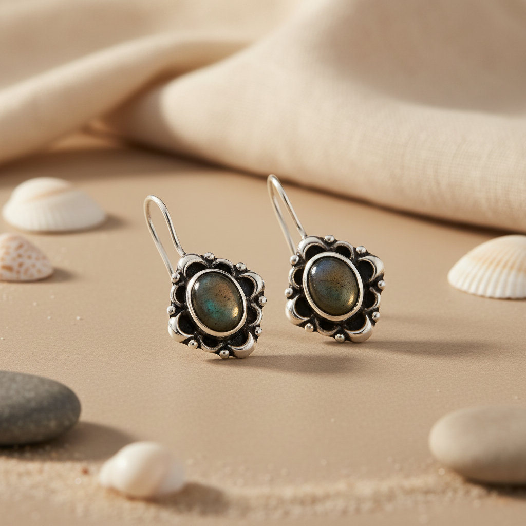 925 Silver Black Gemstone Earrings for Women | Dangle Jewelry