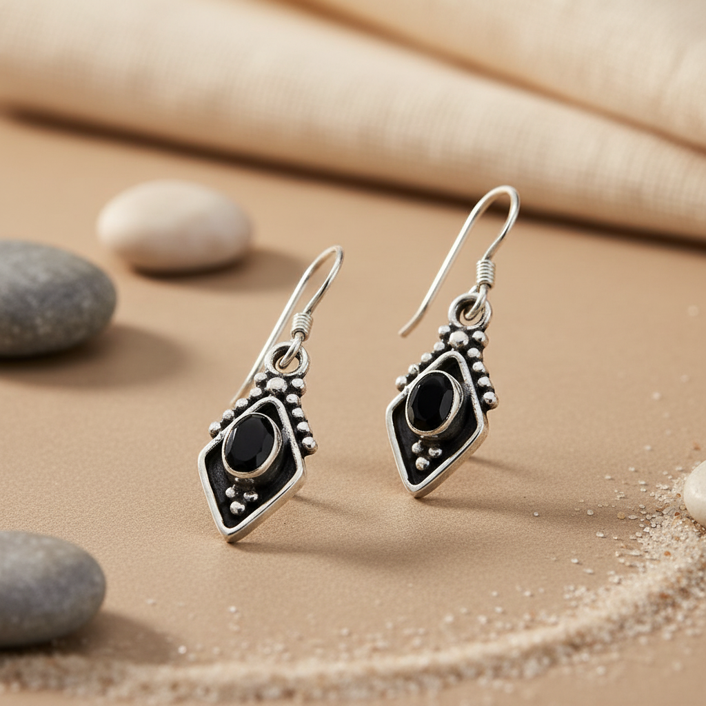 925 Silver Onyx Earrings for Women | Dangle Drop Earrings