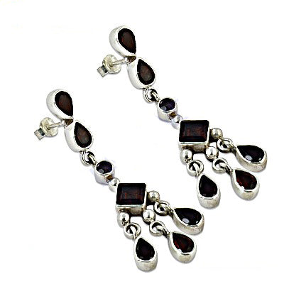 925 Silver Garnet Dangle Earrings | Women's Jewelry Gift