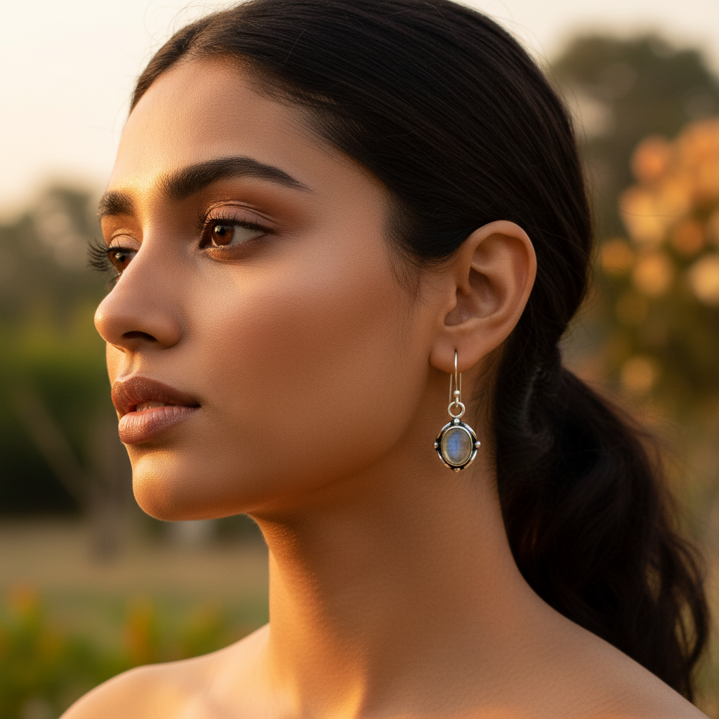 925 Silver Moonstone Drop Earrings for Women | Dangle Earrings
