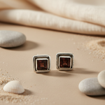 Load image into Gallery viewer, 925 Silver Garnet Stud Earrings for Women | Gemstone Jewelry
