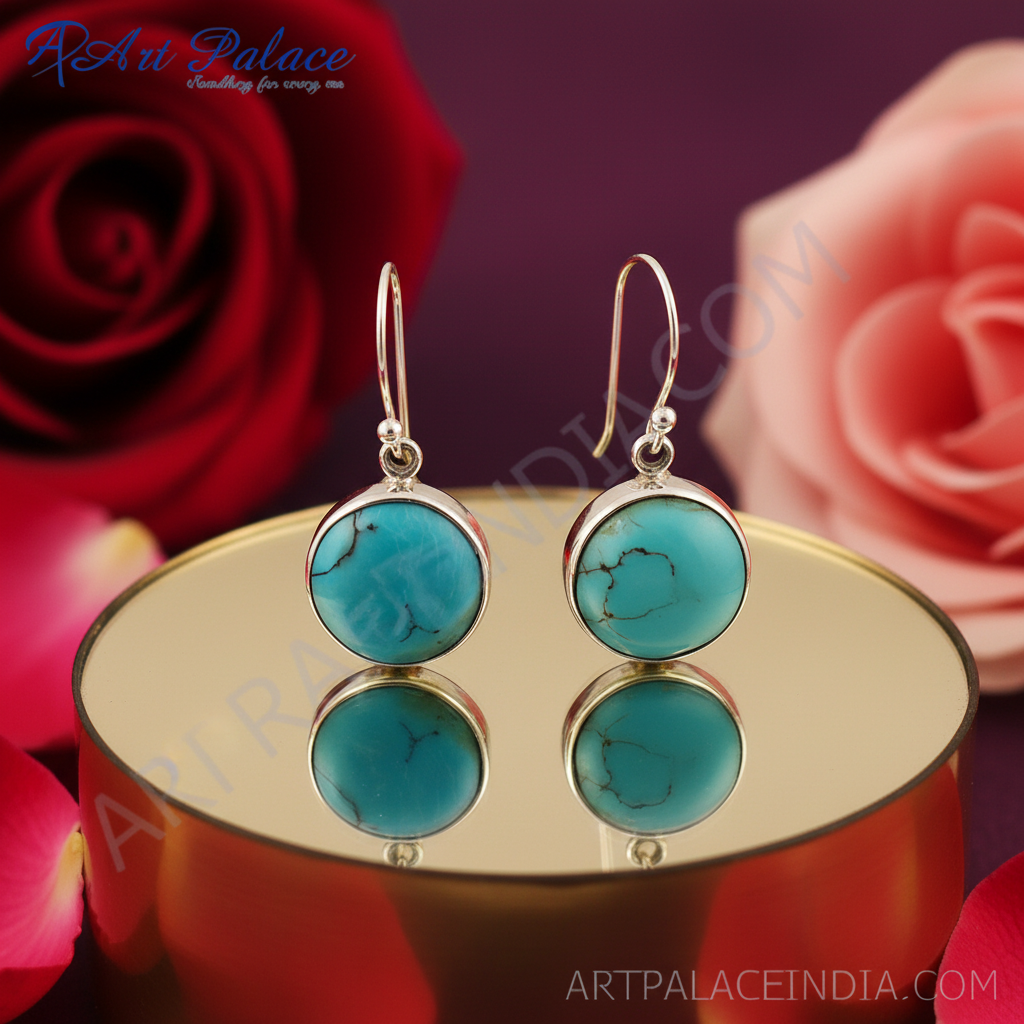 925 Silver Turquoise Stone Earrings for Women | Daily Wear Jewelry