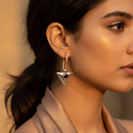 Load image into Gallery viewer, 925 Silver Garnet Triangle Earrings for Women | Daily Wear
