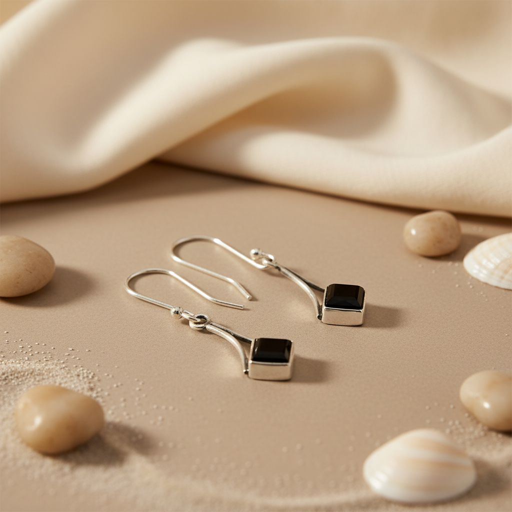 925 Silver Black Onyx Earrings for Women | Daily Wear