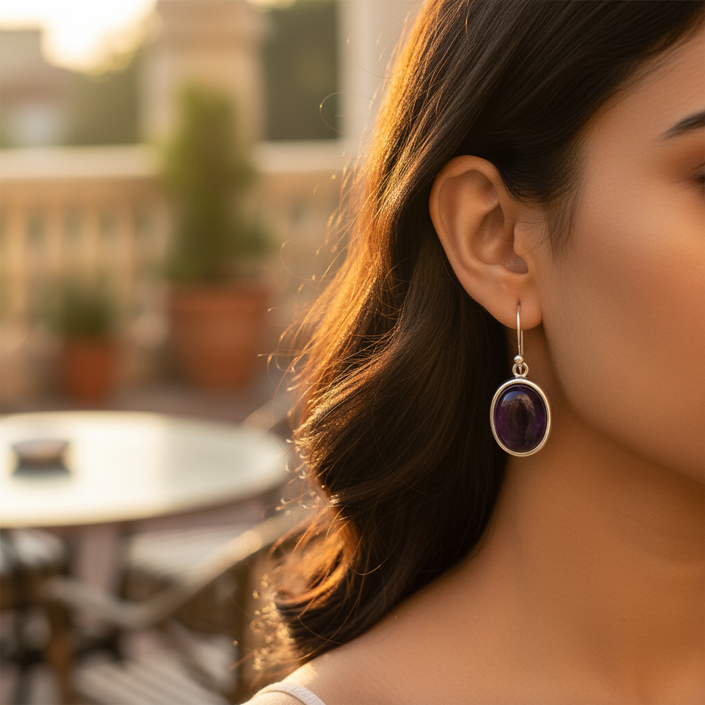 925 Silver Amethyst Earrings for Women | Gemstone Jewelry