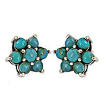 Load image into Gallery viewer, Turquoise Stud Earrings | Sterling Silver Floral Design | Women's
