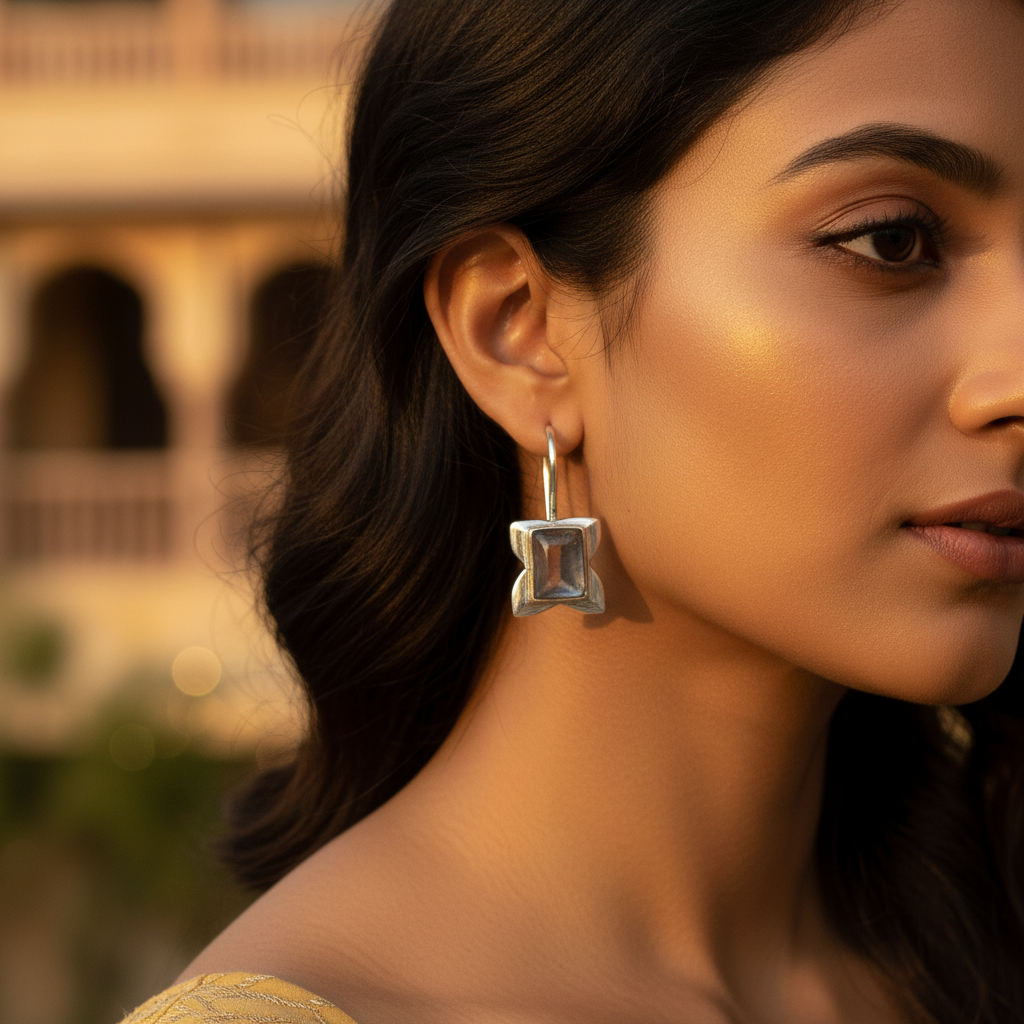 925 Silver Moonstone Drop Earrings for Women | Dainty Jewelry