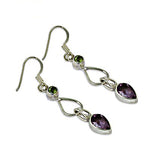Load image into Gallery viewer, 925 Silver Peridot &amp; Amethyst Drop Earrings for Women | Gift
