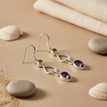 Load image into Gallery viewer, 925 Silver Peridot &amp; Amethyst Drop Earrings for Women | Gift
