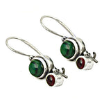 Load image into Gallery viewer, 925 Silver Green &amp; Red Gemstone Earrings for Women
