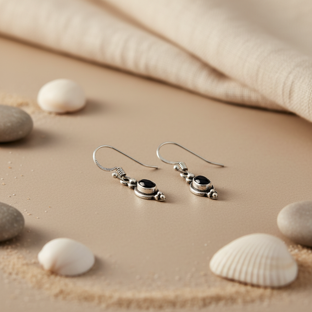 925 Silver Oval Stone Drop Earrings | Women's Daily Wear Jewelry