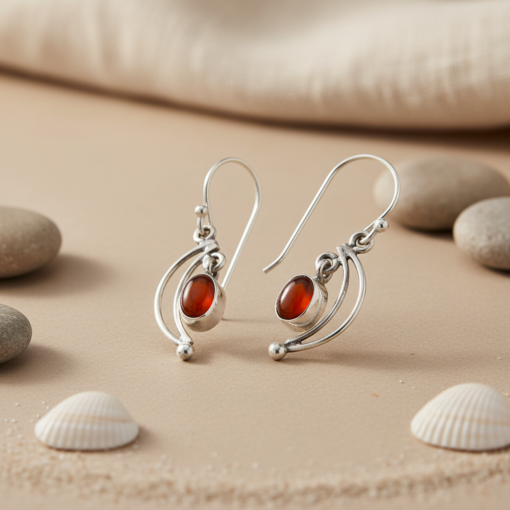 925 Sterling Silver Carnelian Earrings for Women | Gemstone Jewelry