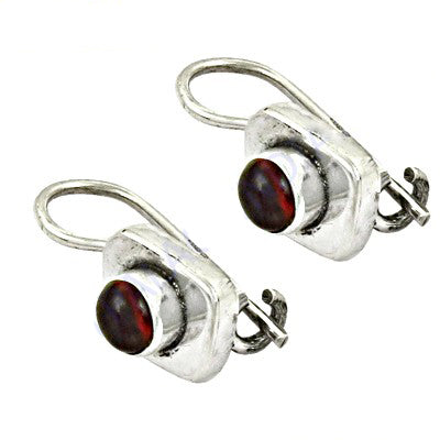 925 Sterling Silver Red Gemstone Earrings for Women | Daily Wear