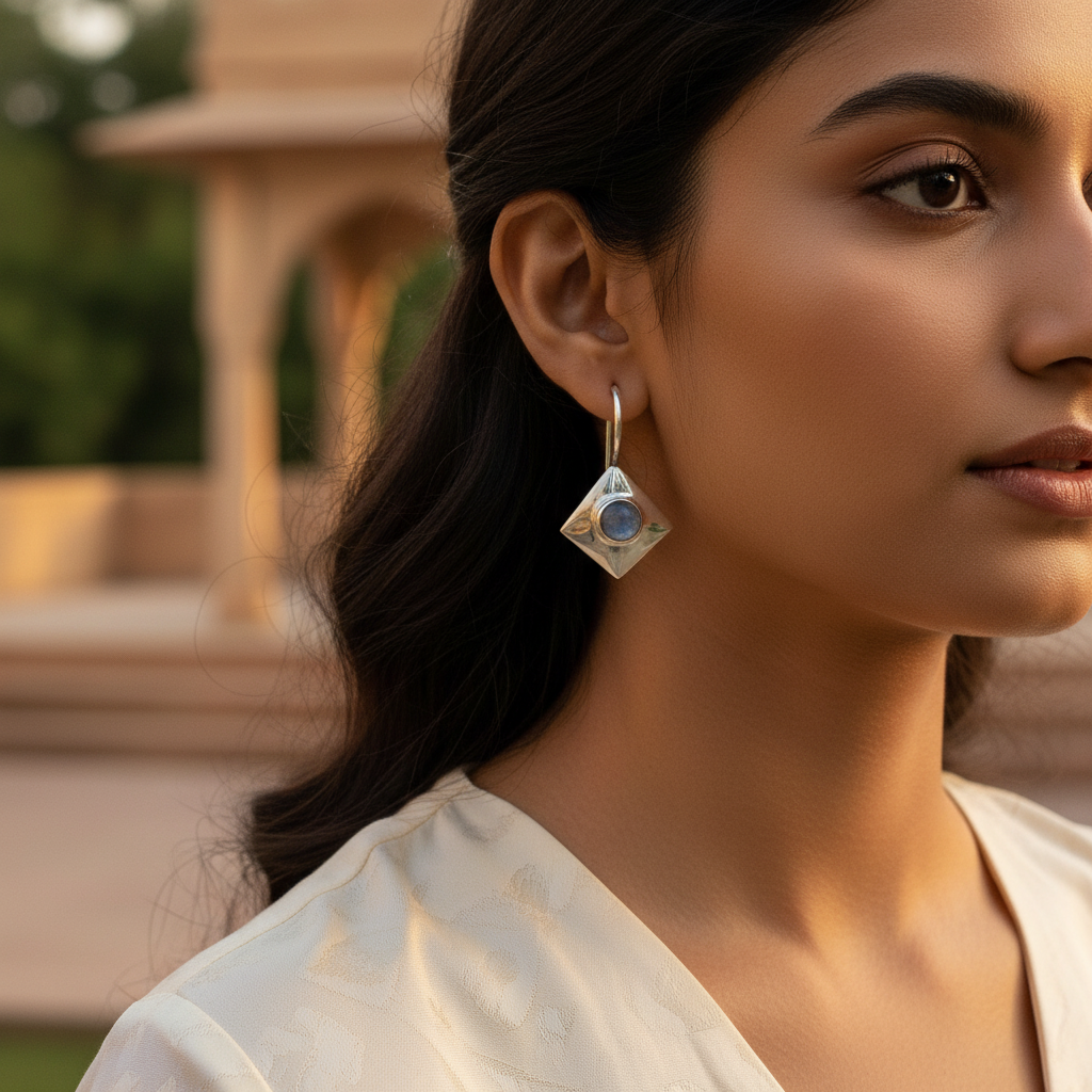 925 Silver Moonstone Drop Earrings for Women | Dainty Jewelry
