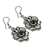 Load image into Gallery viewer, 925 Silver Garnet Drop Earrings for Women | Floral Design
