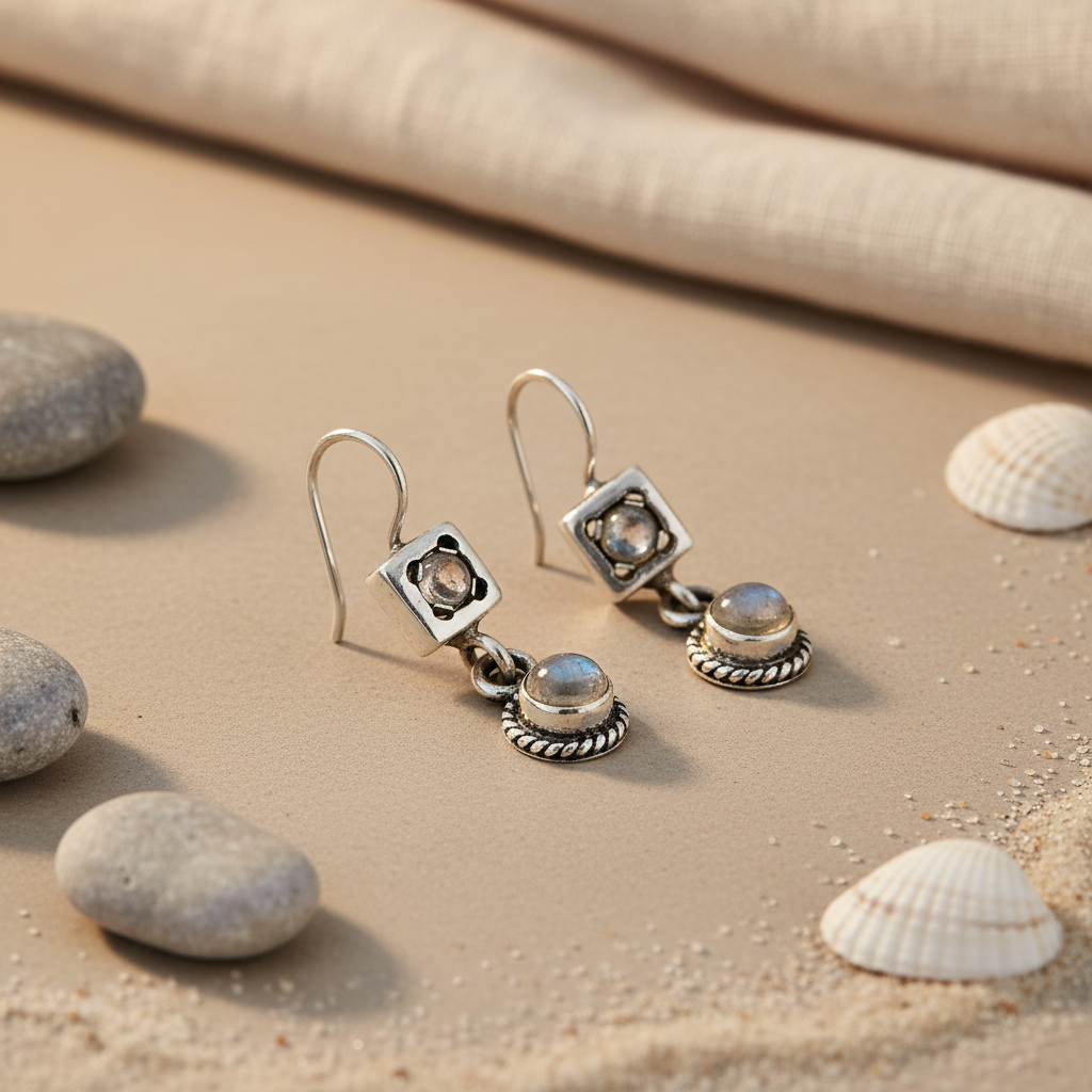 925 Silver Moonstone Drop Earrings for Women | Dangle Jewelry