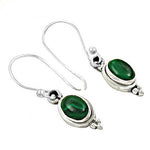 Load image into Gallery viewer, 925 Silver Malachite Earrings | Oval Gemstone Earrings for Women

