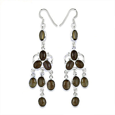 925 Silver Chandelier Earrings with Olive Gemstones for Women