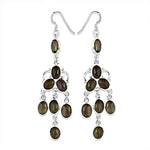 Load image into Gallery viewer, 925 Silver Chandelier Earrings with Olive Gemstones for Women

