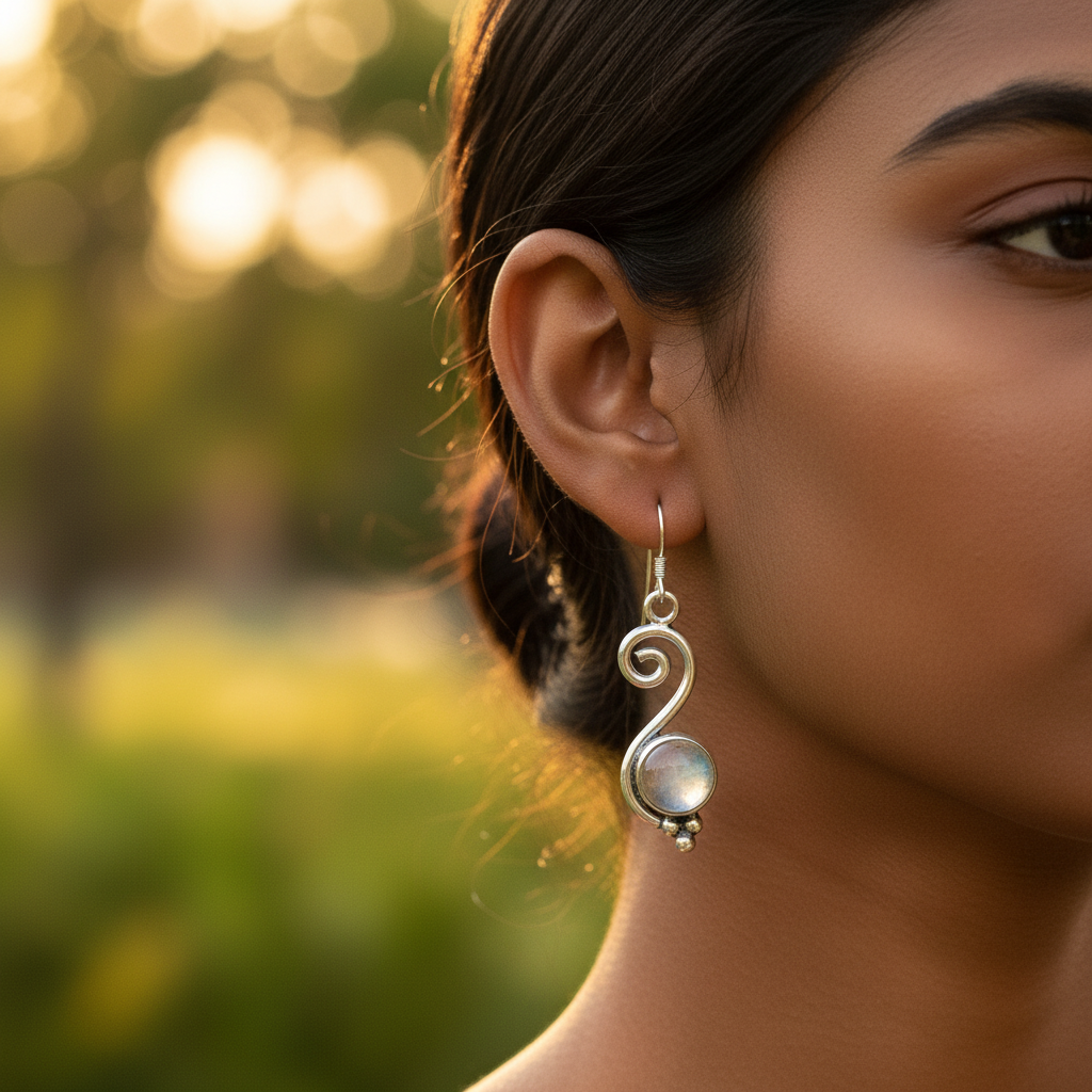 925 Silver Moonstone Dangle Earrings for Women | Gift