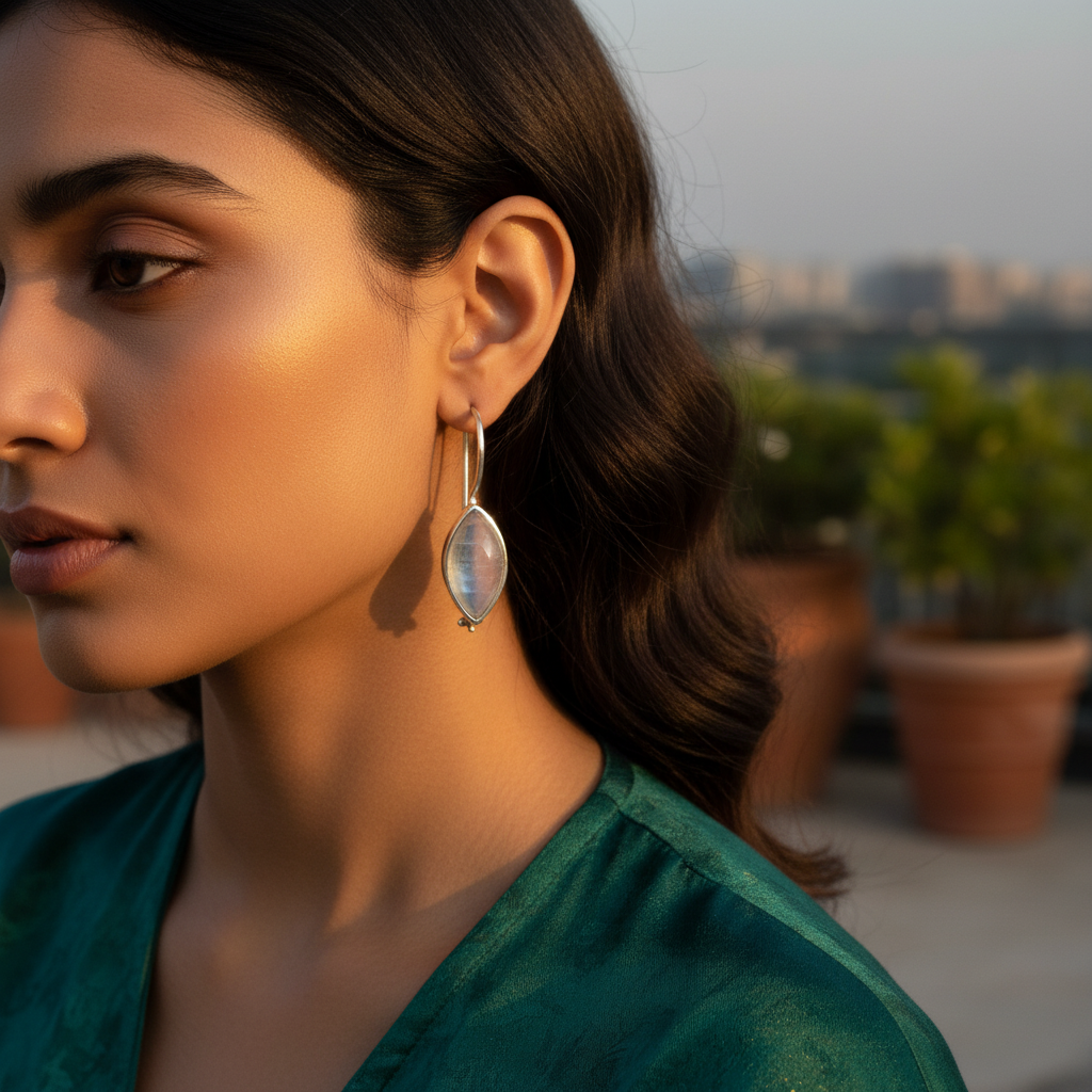 925 Silver Moonstone Teardrop Earrings for Women | Dainty Jewelry