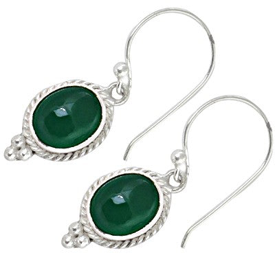 925 Silver Green Onyx Drop Earrings for Women | Gift