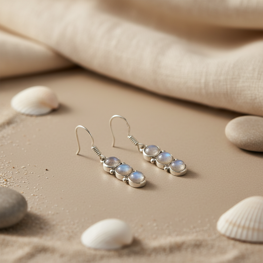 925 Silver Moonstone Drop Earrings for Women | Dainty Jewelry