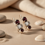 Load image into Gallery viewer, Silver Garnet &amp; Crystal Earrings for Women | Dangle Jewelry
