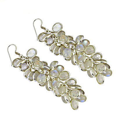 925 Silver Moonstone Cluster Earrings for Women | Dangle Earrings