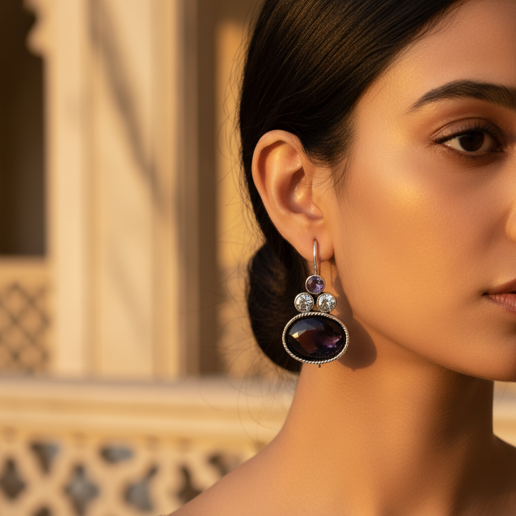 925 sterling silver gemstone drop earrings for women | gift jewelry