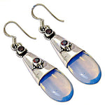 Load image into Gallery viewer, 925 Silver Blue Opalite Garnet Drop Earrings for Women
