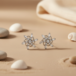 Load image into Gallery viewer, Silver Cubic Zirconia Flower Stud Earrings | Women's Jewelry Gift

