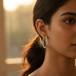 Load image into Gallery viewer, Silver Hoop Earrings with CZ Stones | Women&#39;s Fashion Jewelry
