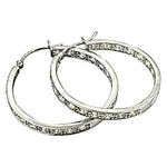Load image into Gallery viewer, Silver Hoop Earrings with CZ Stones | Women's Fashion Jewelry
