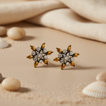 Load image into Gallery viewer, gold plating Floral Stud Earrings with Cubic Zirconia | Women's Jewelry
