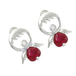 Load image into Gallery viewer, Silver Ruby Earrings | Floral Studs for Women | Gift Jewelry

